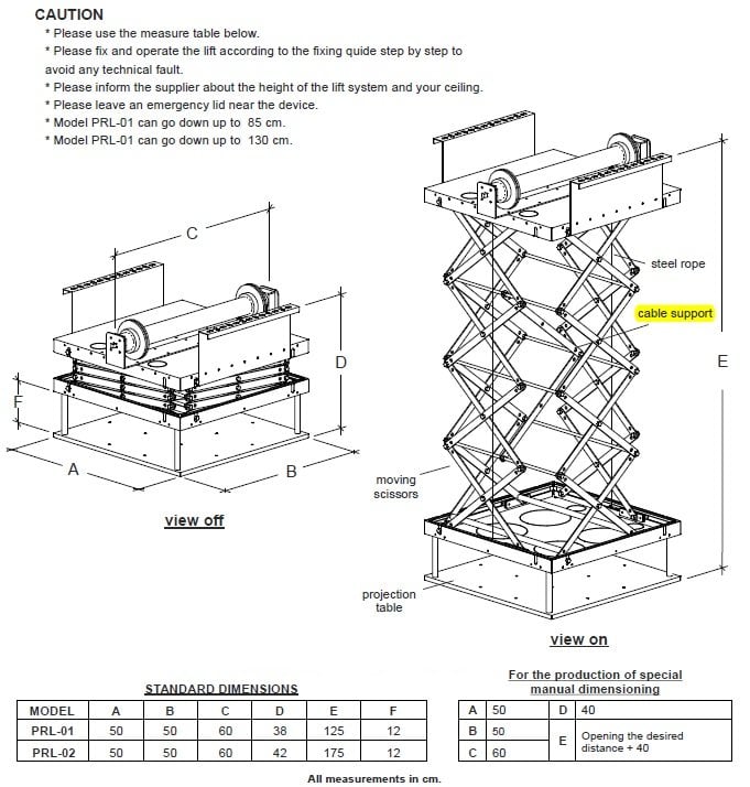 Projeksiyon Lift Motorlu
