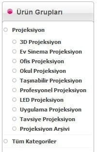 Projeksiyon Cihazları Kategoriler