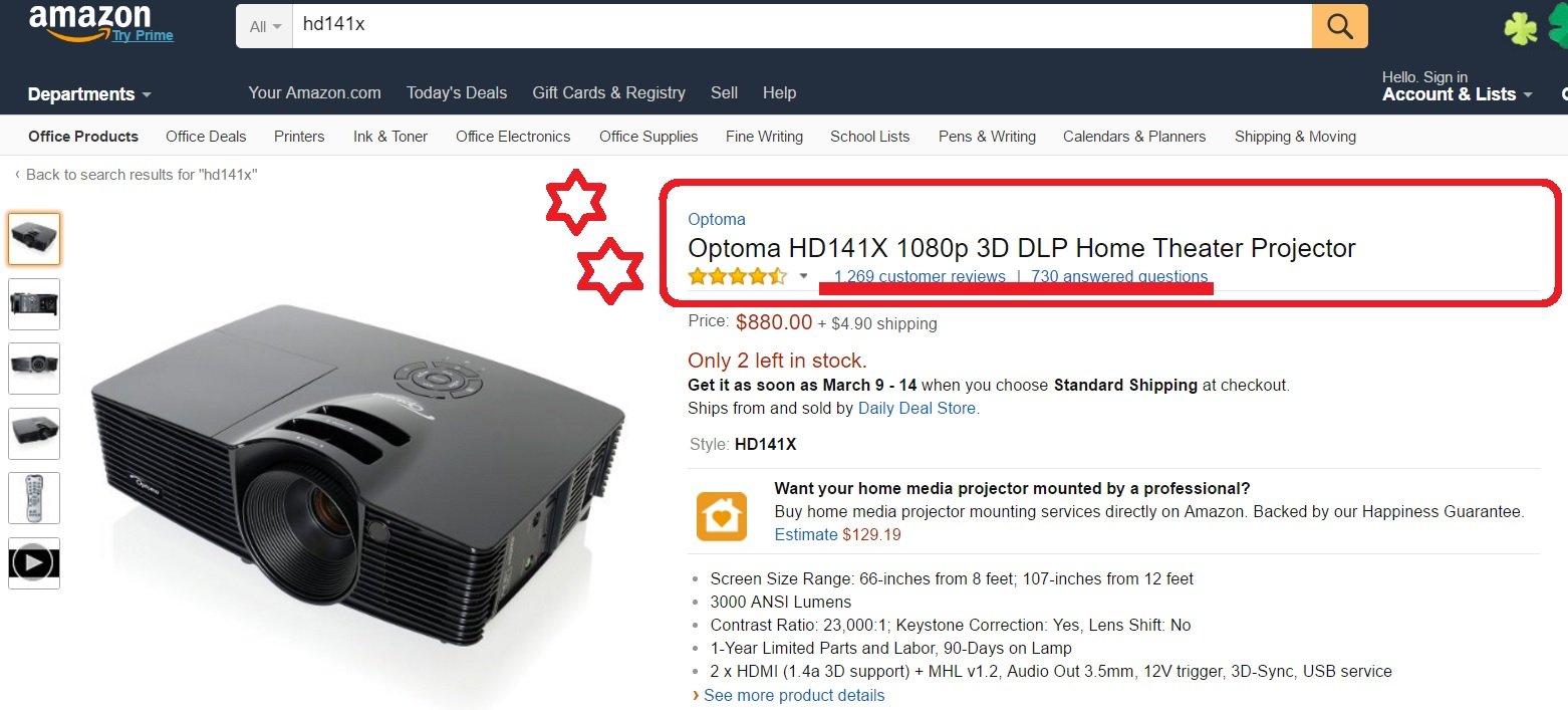 Optoma HD141X Amazon