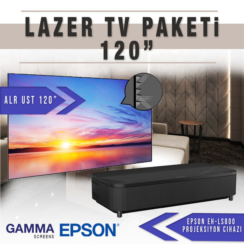Epson EH-LS800B + 120 inç ALR UST Lazer TV Paketi