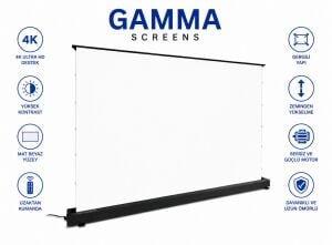 Gamma Screens 248x168 Motorlu Gergili Floor Up Projeksiyon Perdesi - Soft Mat Beyaz