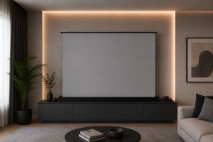 Gamma Screens 227x163 Motorlu Gergili Floor Up Projeksiyon Perdesi - Soft Mat Beyaz
