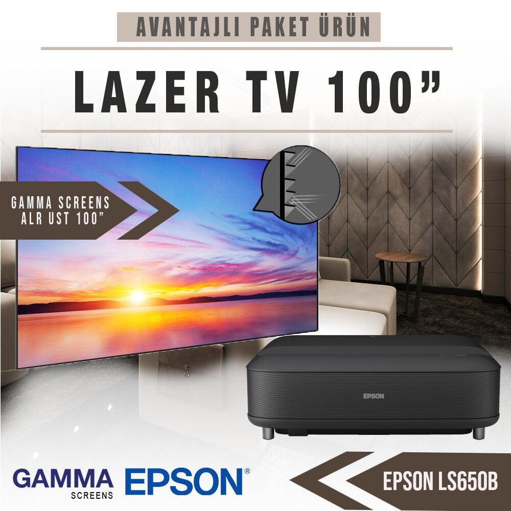 Epson LS650B 100 inç ALR UST Lazer TV Paketi