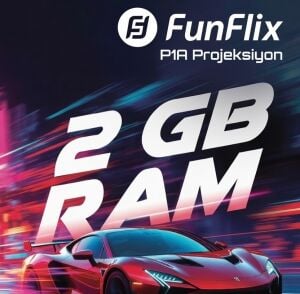 FunFlix P1A Android 4K Destekli LED Projeksiyon Cihazı, 2 GB RAM, BT Kumanda 300 inç görüntü