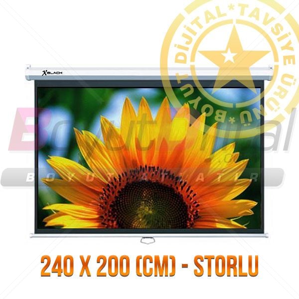 XBLACK 240x200 CamTozlu Storlu Projeksiyon Perdesi XGS-240