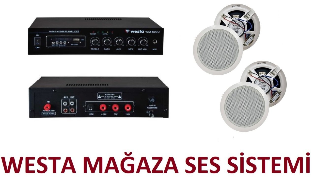 Mağaza Ses Sistemi 4'lü Ekonomik Paket - Tavan 4