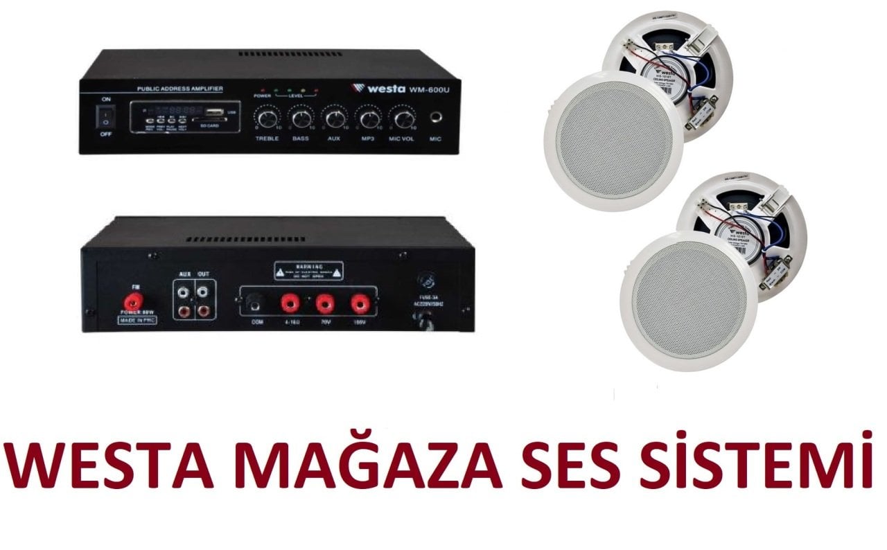 Mağaza Ses Sistemi 4'lü Ekonomik Paket - Tavan 4