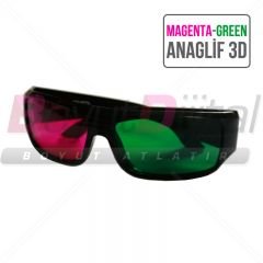 Anaglif Kemik 3D Gözlük - Anaglyph 3 Boyutlu Gözlük 100 adet Magenta/Green