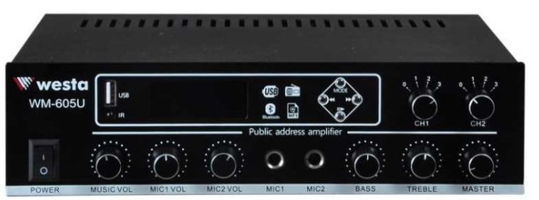 WESTA WM-605U Trafolu 100 Watt Çift Bölgeli USB /MP3 Amfi