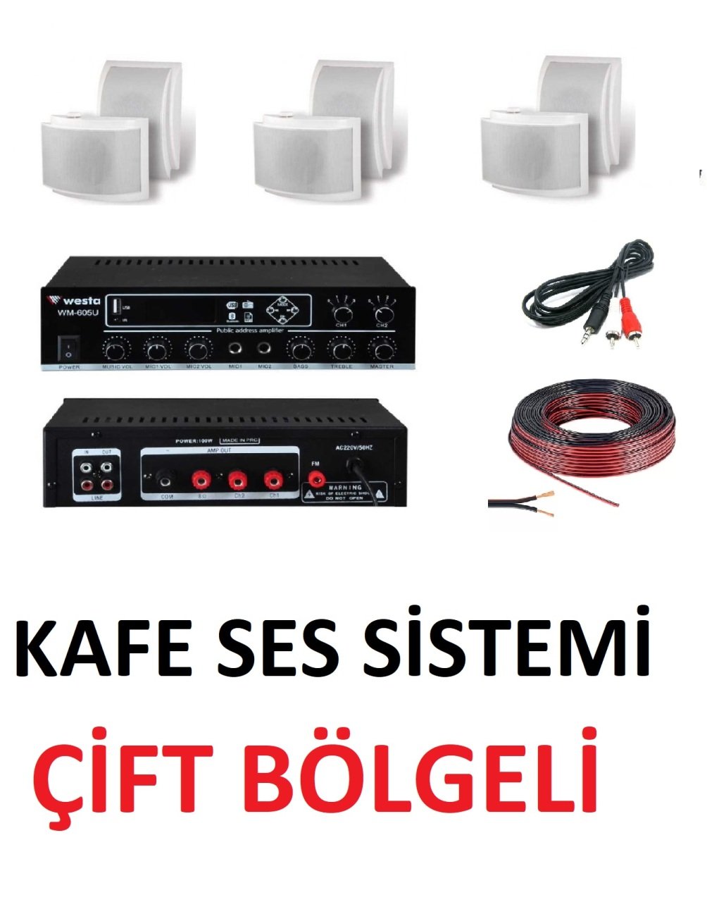 Cafe Ses Sistemi 6'lı Ekonomik Paket Duvar -1