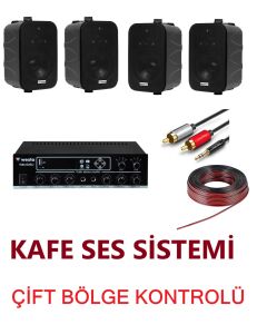Westa Cafe Ses Sistemi 4'lü Paket Duvar - Çift Bölgeli /Siyah